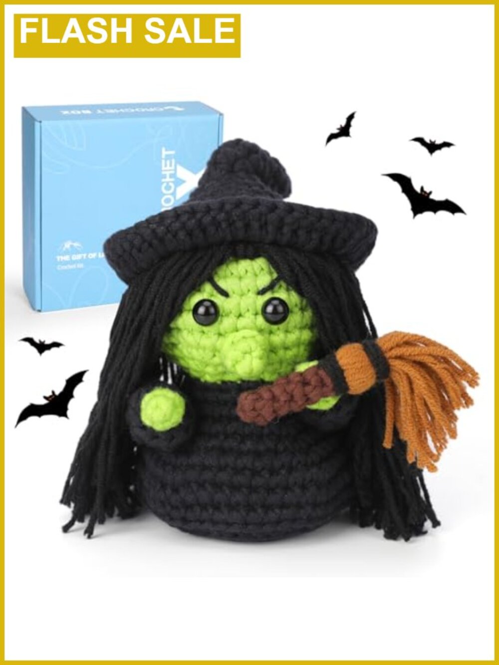 Halloween Witch Crochet Kit for Beginners Adults Complete Starter Set